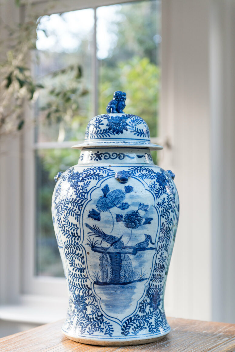 Chrysanthemum Panel Lidded Temple Jar