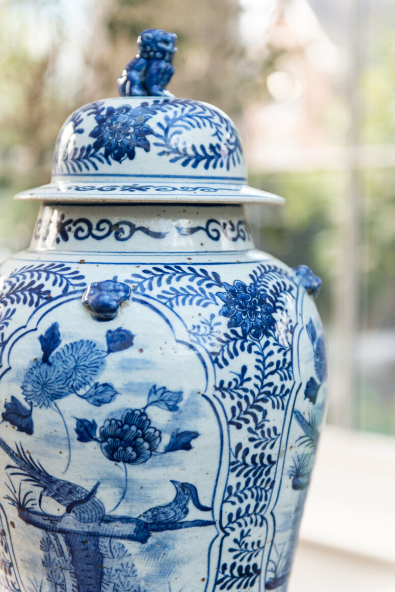 Chrysanthemum Panel Lidded Temple Jar