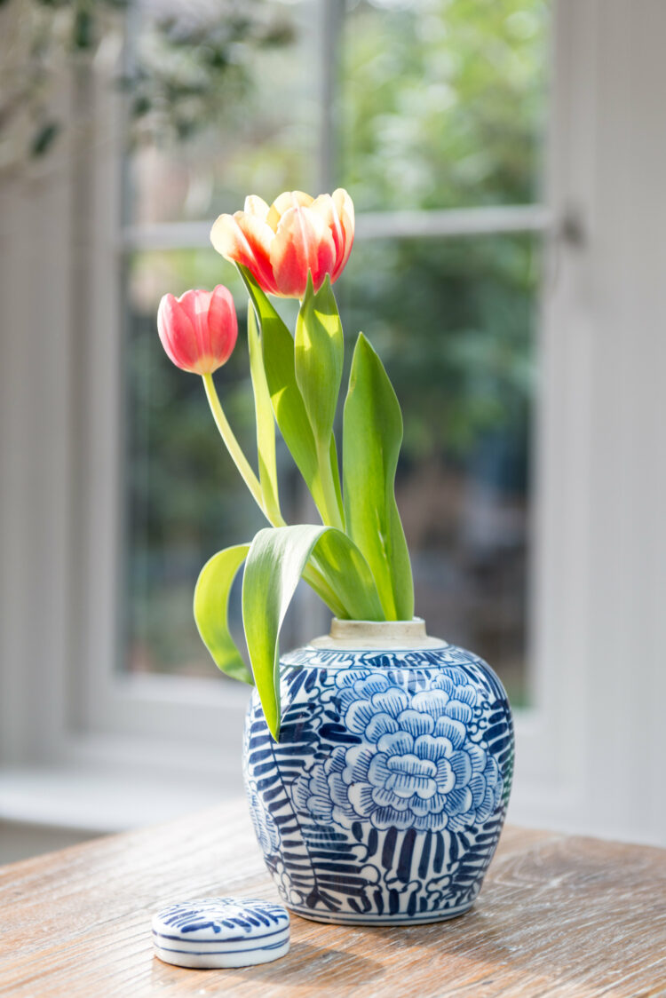 Small Floral Lidded Round Storage Jar