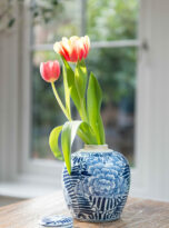 Small Floral Lidded Round Storage Jar