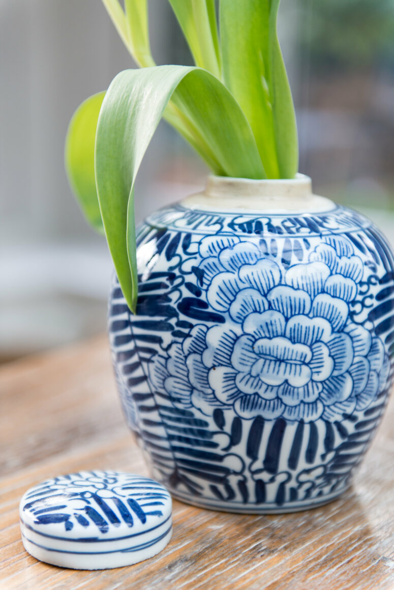 Small Floral Lidded Round Storage Jar