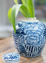 Small Floral Lidded Round Storage Jar