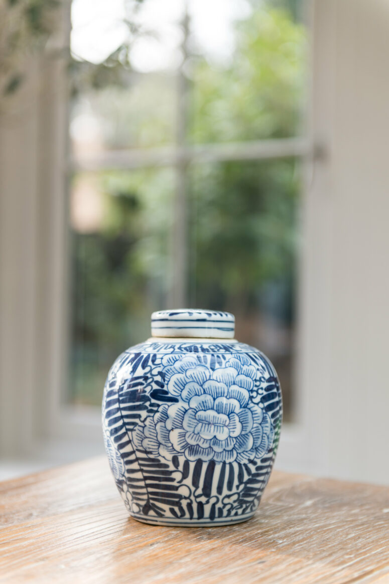 Small Floral Lidded Round Storage Jar