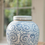 Scrolling Peony Lidded Round Storage Jar