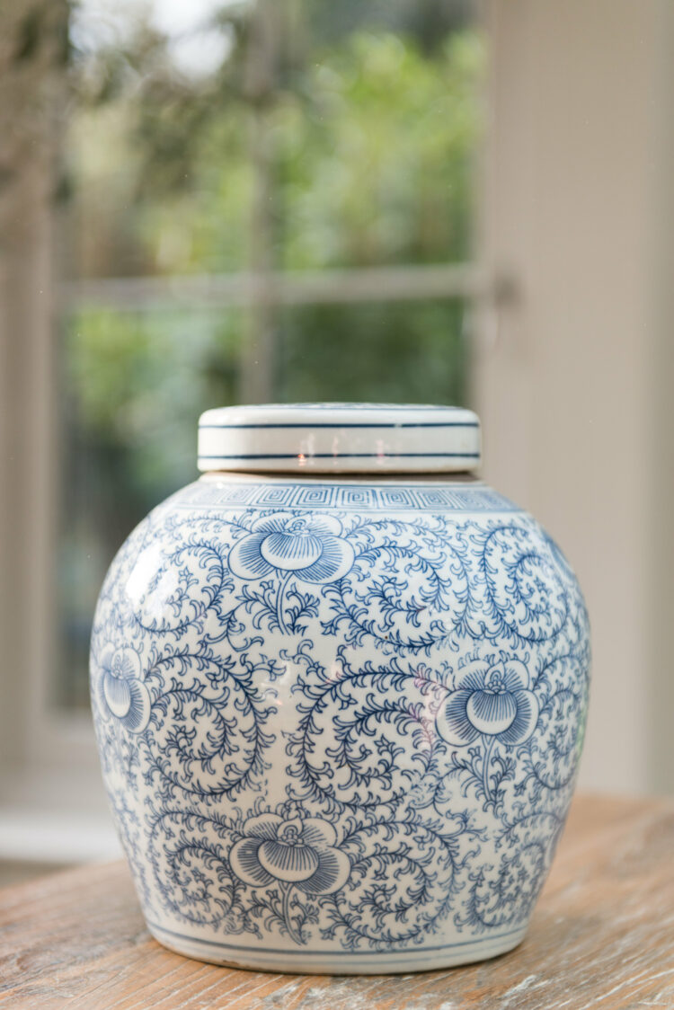 Scrolling Peony Lidded Round Storage Jar