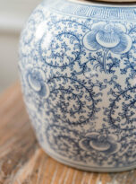 Scrolling Peony Lidded Round Storage Jar