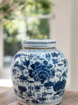 Floral Lidded Round Storage Jar